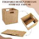 Newtay 6 Pcs Wicker Storage Baskets 11 x 11 in Cube Storage Bin Organizer Camel Square Foldable Wicker Baskets for Shelves Organizing Decor Laundry Pantry Toys