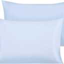 Organic Cotton Pillowcase Set of 2, Soft and Breathable Standard Envelope Closure Cotton pillowcase20x30in,Light Blue