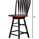 Sunset Trading Selections 24" Counter Height Swivel Barstool | Farmhouse Country Cottage Windsor Arrowback Caf Stool | Antique Black & Cherry Solid Wood | Dining Room Kitchen Home Bar Furniture