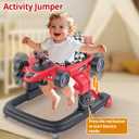 Baby Walker, Baby Walker with Wheels, 3 Adjustable Heights Reinforced Frame 4 Modes Push Walker & Jumper, Music Lights Anti-Rollover Speed Height Adjustment Toddler Activity Walker for 6-18 Months Old