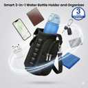 Panmout Hands-Free Magnetic Gym Bag with Gym Bottle - 3-in-1 Water Bottle Holder with 6 Magnets, 3 Pockets, Fits up to 40oz Bottle and Large Phone, Shoulder Strap for Gmy, Hiking and Travel (Black)