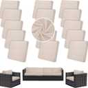 Outdoor Cushion Covers Set,14PCS Waterproof Patio Furniture Couch Seat Slipcovers, Replacement for Sofa Sectional Chair(CoverOnly) (Cream)