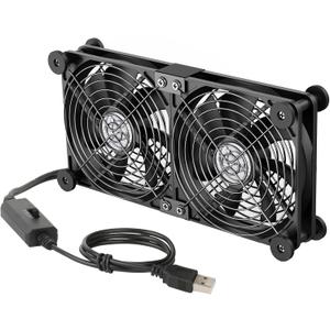 ELUTENG Dual AC USB Computer Fan 140mm USB Fans for Cooling 3 Speed Control 12V Computer Fan with AC Plug for Laptop Receiver DVR PlayStation Xbox Desk Computer Cabinet Cooling