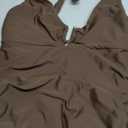 SUUKSESS Women Sexy Tummy Control One Piece Swimsuits Halter U-Wire Bathing Suit (Deep Brown, Medium)