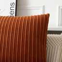 UGASA 14x20 Inch Pillow Cover Pack of 1 Soft Boho Stripe Corduroy Long Rectangle Lumbar Cushion Case Farmhouse Decorative Throw Pilowcase for Bed, Couch, Sofa, Bedroom, Living Room, Burnt Orange
