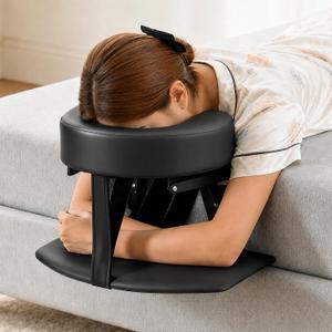 Massage Headrest for Bed with Arm Rest & Face Pillow, Adjustable 6-18" Bed Massage Head Holder, Portable Massage Face Cradle, Massage Pillow Face Down, Bedside Home Massage Kit for Mattress, Black