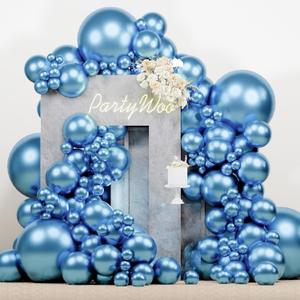 PartyWoo Metallic Light Blue Balloons 138 pcs Different Sizes of 18 12 10 5 Inch Metallic Baby Blue Latex Balloon Arch Kit Garland for Graduation Baby Shower Birthday Party Decorations Blue-G119