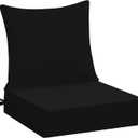 downluxe 24x24 Outdoor Chair Cushions, Waterproof Fade Resistant Patio Furniture Cushions with Handle & Removable Cover, Deep Seat Outdoor Cushions for Sofa, Couch and Patio Chairs, Black