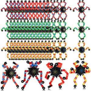 40 Pack Funny Sensory Fidget Toy Transformable Chain Robot Finger Toy DIY Deformation Robot Mechanical Spinners Stress Relief Autistic Gifts for Adult Teen Prize Stuffer Party Favor (Classic) (Stylish Color)