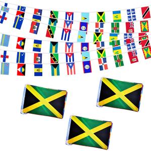 3 Pack 20 Caribbean Countries Small String Flags, 90 Feet 60 Pcs Caribbean Nations Pennant Banner Bunting Flags, International Festival, Commemoration,Caribbean Carnival Decorations (3 Pack)
