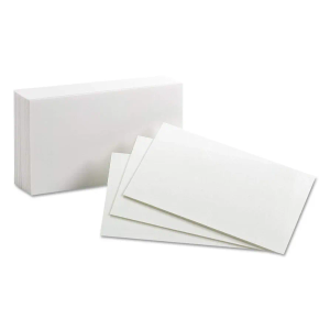 5 Pack Oxford 30EE Unruled Index Cards, 3 X 5, White, 100/pack