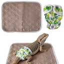 Bearded Dragon Diaper Accessories with Reusable Pad, Adjustable Wearable, Reptile Travel Carrier Essentials, Leaf Green Diaper & Dark Brown Pad for Handling, Travel & On-The-Go Use