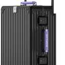 ROPLUS Aluminium Frame Carry on Luggage with Smooth Jelly Wheels, Hardside Zipperless Rolling Suitcase with TSA Lock (BlackPurple, 21-Inch)