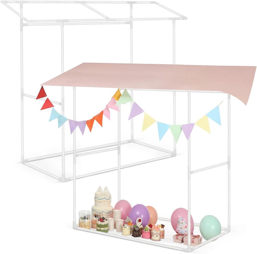 Amyhill Tabletop Tent Base Set for Hawaiian Banquet Ice Cream Table Cabin Graduation Day Party Summer Event Snack Theme Carnival Scene Decoration (White)