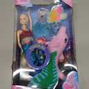 Yellow River Mermaid Princess Doll with Little Mermaid and Pink Dolphin Playset, Blonde Hair Mermaid Toys with Accessories, Gift for 3 to 7 Year Old Girls