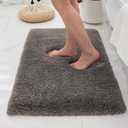 Bathroom Rugs Non Slip Washable 36x24, Ultra Thick Soft Microfiber Absorbent Bath Mats, High Density Foam Latex Non Slip Backing Bath Rugs, Fluffy Floor Carpet for Tub&Shower, Darkgrey