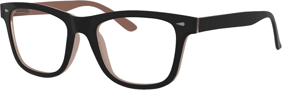 Eyekepper Readers Square Large Lenses Spring-Hinges Reading Glasses Women (Black-brown) +3.00