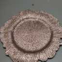 fani 100 Pcs Rose Gold Charger Plates Bulk, 13 Inch Reef Wedding Chargers for Dinner Plate, Round Plastic Reusable Ruffled Rim Decorative for Table Setting, Parties, Wedding, Events