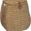 KOUBOO Wicker Rattan Laundry Hamper with Lid, Stylish Woven Basket for Laundry, Towels Blankets, Dirty Clothes, Ideal for Bedroom, Bathroom, Brown