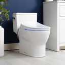 ALPHA BIDET iX Pure Bidet Toilet Seat in Round White | Ultra Low Profile | Endless Warm Water | Arced Stainless Steel Nozzle | Blue LED Nightlight | Dryer