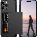 Nvollnoe Compatible with iPhone 15 Pro Max Case with Card Holder Heavy Duty Protective Dual Layer Shockproof Hidden Card Slot Slim Wallet Phone Cover for Women&Men 6.7 inch(Black)