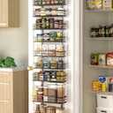 Moforoco 12.2"(W) Narrow 9-Tier Over The Door Pantry Organizer, Pantry Organization and Storage, Black Hanging Basket Wall Spice Rack Seasoning Shelves, Home & Kitchen
