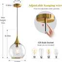 Pendant Lights Kitchen Island: Brushed Gold Light Fixture Farmhouse with Clear Glass - 10 Inch Mid Century Globe Kitchen Lighting Fixtures Ceiling for Dining Room, 1 Pack-10inch