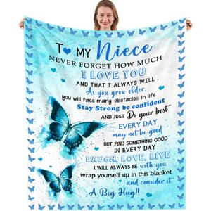 Niece Gifts from Auntie/Uncle, Gift for Niece from Aunt/Uncle, Birthday Graduation Gifts Ideas for Nieces Soft Throw Blanket 50"x 60"