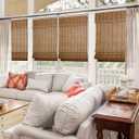 CHICOLOGY Bamboo Roman Shade, Cordless Light Filtering Woven Wood Window Treatment for Living Room, Dining Room, Kitchen & Office, Natural Bamboo Blinds for Boho Coastal Decor, Elk, 34"W x 64"H