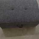 Ottoman Storage Ottoman Bench Linen Footrest Footstool with Hinged Lid for Living Room, Bedroom, Entryway, Black Grey, 28.5"X19"X17.5"