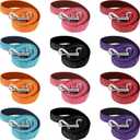 Vicenpal 12 Pcs Double Sided Reflective Dog Leash with Soft Padded Handle, Bulk Nylon Animal Leashes for Medium and Large Dogs Heavy Duty Animal Leash for Walking, Training, 6 Colors (6 ft,Cute Colors)