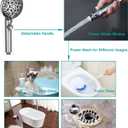 GwernKB Handheld Shower Head with On Off Switch 8-Mode High Pressure Showerhead with 79 Inches Extra-long Stainless Steel Hose and Bracket PLUS Extra Low-Reach Adhesive Wall Mount for Kids,Silver