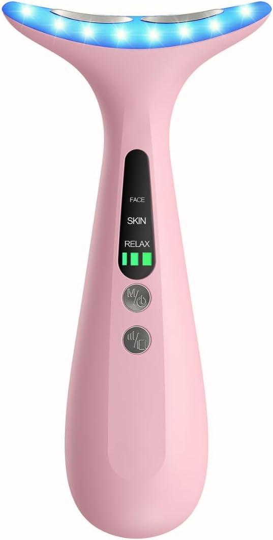 Facial and Neck Massager for Face, Neck - Skin Lifting & Firming - Wrinkle & Dark Circle Reducer - at Home Skin Care Face Sculpting Tool and Neck Massager-Sugar Pink