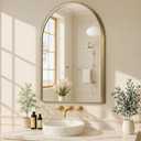 MZON 16 * 24 Inch Arched Gold Mirror, Arched Bathroom Mirror, Arch Mirrors for Wall, Vanity, Entryway&Livingroom, Metal Frame&Tempered Glass, Anti-Rust, Modern Home Decor