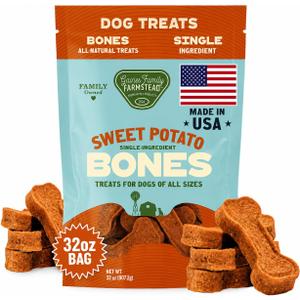 Keyoung Gaines Family Farmstead Sweet Potato Dog Bones, All-Natural, Grain Free, Dog Treats for All Ages & Breeds, Made in The USA, 32 oz Bag