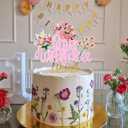 4 x Wildflower Birthday Party Decorations, Floral Cupcake Toppers Baby in Bloom Baby Shower Cake Decorations Wildflower Baby Shower Decor Flower Birthday Party Supplies