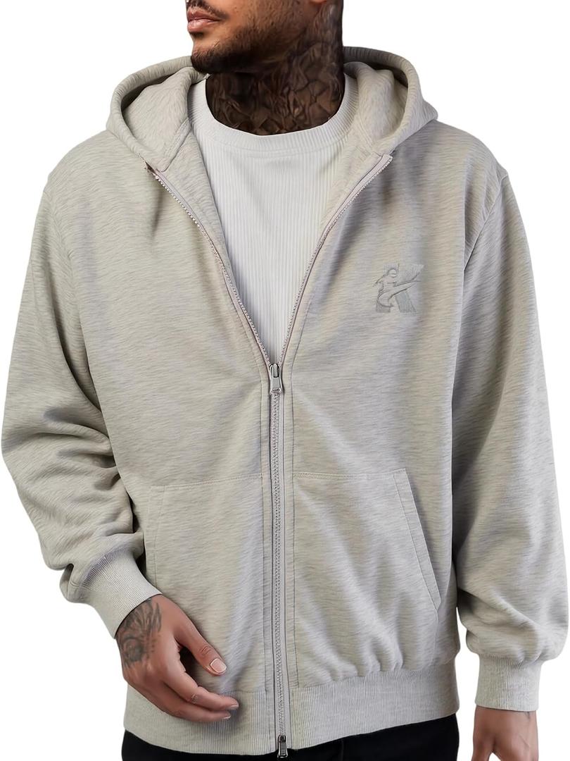 Men's Full zip Hoodie Cotton Long Sleeve Casual Sweatshirt Pullover Sweatshirts Heavyweight Athletic Hoodies (XL)