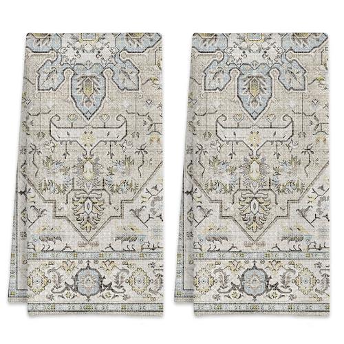 KXWQTRDD Beige Boho Retro Hand Towels Set of 2,Waffle Weave Soft Absorbent Kitchen Dish Towels,Decorative Bathroom Towel for Hotel Bath Gym Yoga 16"x24" : Home & Kitchen