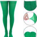 baotongle 2 Pairs Women's Nylon Solid Tights Tights for Women Women's Stocking Hosiery St. Patrick's Day Knee High Socks Long Green (Green)