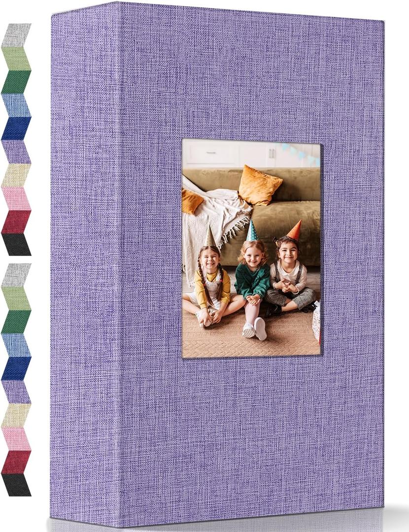 popotop Photo Album 4x6-300 Photos Linen Cover Photo Books with 300 Horizontal Pockets,Slip-in Picture Albums for Family Wedding Anniversary Baby Vacation Pictures (Purple)