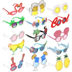 Pumtus 15 Pairs Luau Party Sunglasses, Plastic Novelty Funny Hawaiian Glasses, Tropical Fancy Dress Props, Summer Sunglasses Party Favors, Photo Booth Props, Party Accessory for Birthday, Themed Party