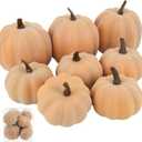 Fake Pumpkins, 8 Pcs Orange Artificial Pumpkins, Plastic Pumpkins for Thanksgiving Party Table Centerpiece Autumn Home Decoration-C