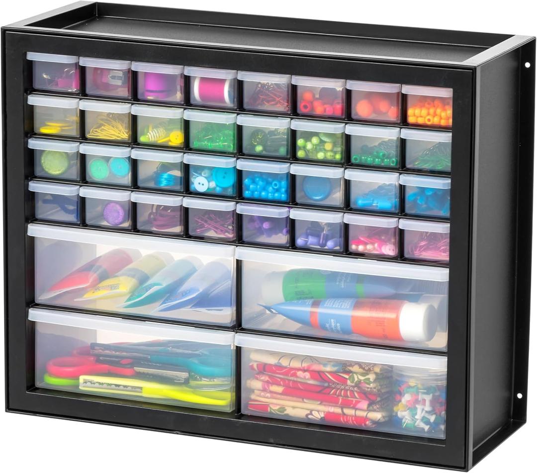 IRIS USA Small Parts Storage Cabinet, Made in USA, 36-Drawer Organizer for Hardware, Electronics, Screws, Nuts & Bolts, Beads, Craft Supplies, Teacher Toolbox, Garage & Workshop Storage Black