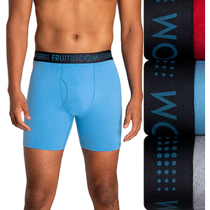 Fruit of the Loom Breathable Stretch Mens 3 Pack Boxer Briefs, Size S