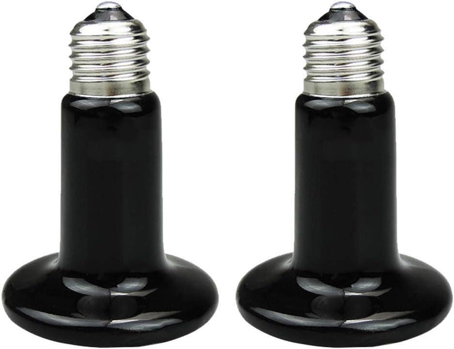 Reptile Heat Lamp Bulb 2pcs 200W Ceramic Infrared Heat Emitter Brooder with no Light for Chicken coop, Hedgehog, Iguana Lizard Bearded Dragon Turtle Snake