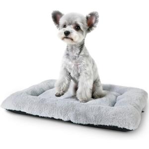 Cat Beds for Indoor Cats Washable Dog Bed Crate pad for Extra Small Dogs Ultra Soft Pet Kennel Pad for Cage Flat Puppy Kitten Cushion Sleeping Mat Anti-Slip Light Grey 22 x 13