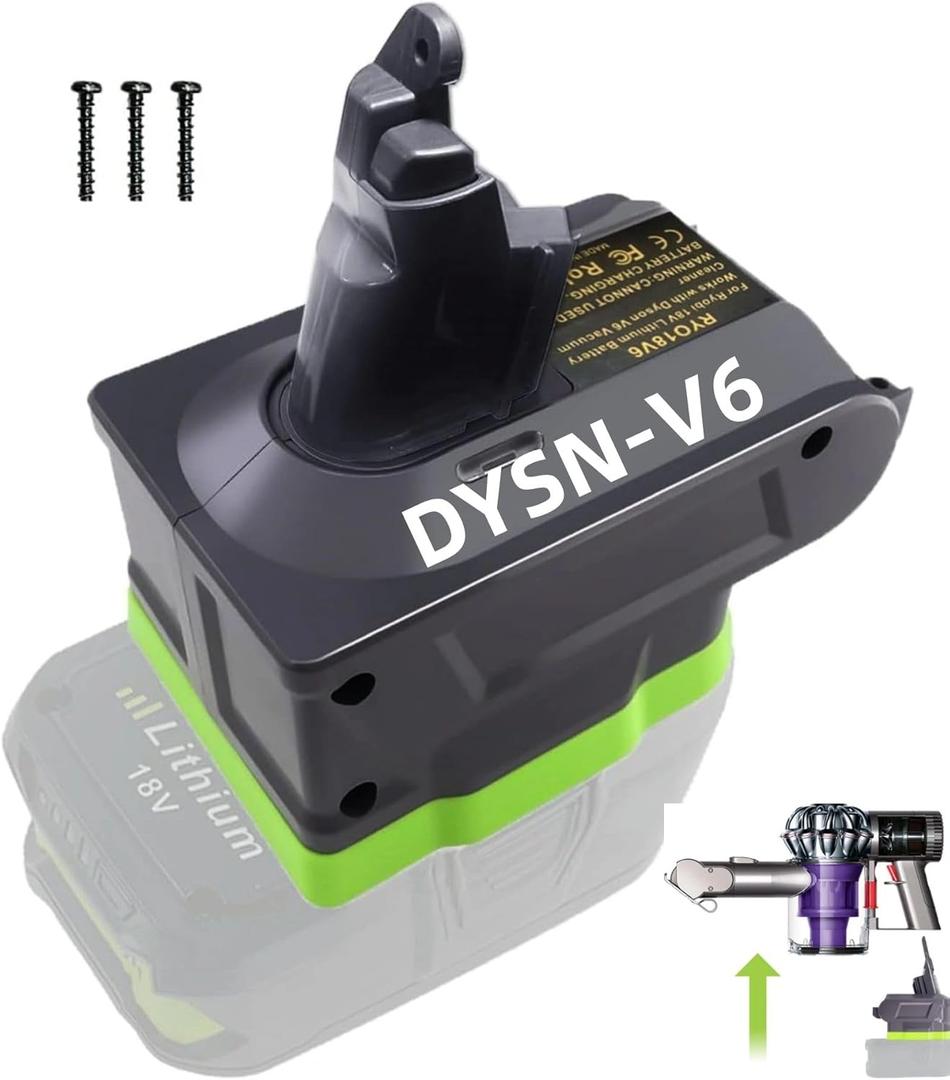 Adapter for Ryobi for Dyson V6 Battery,for Dyson V6 Series Vacuum Cleaner, Convert for SV03 SV04 SV09 DC62 DC59 Animal Battery(only Adapter)
