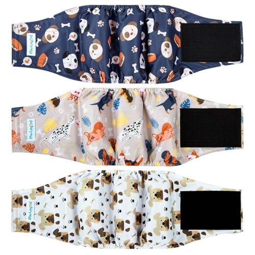 Paw Legend Washable Dogs Diapers Male Dog Belly Bands for Male Dogs Diapers Reusable Puppy & Doggie Diapers Male (3 Pack, Small)