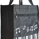 Piano Keys Handbag Music Tote Bag Oxford Cloth Nylon Waterproof Storing Sheet Books for Teacher Gifts (Black)