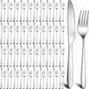 Nuenen 500 Pcs Forks and Knives Bulk Set Stainless Steel Silverware 250 Dinner Forks and 250 Steak Knives Metal Flatware Tableware Cutlery Set for Home Restaurant, Mirror Polished, Dishwasher Safe